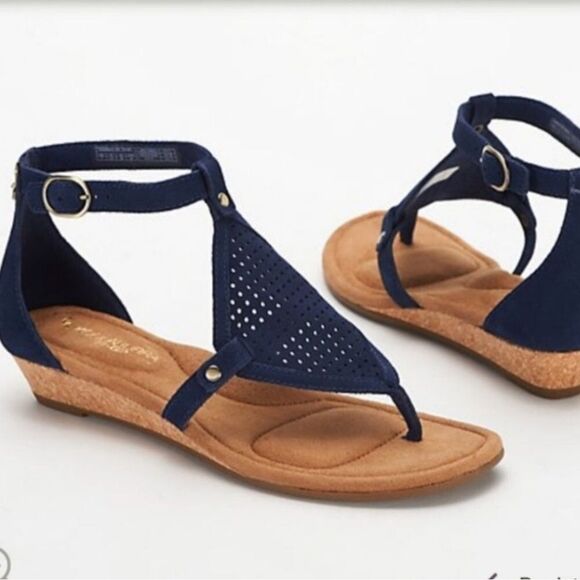 Koolaburra Shoes - Koolaburra Briona Women's Suede Cork Wedge Sandals Size 7.5